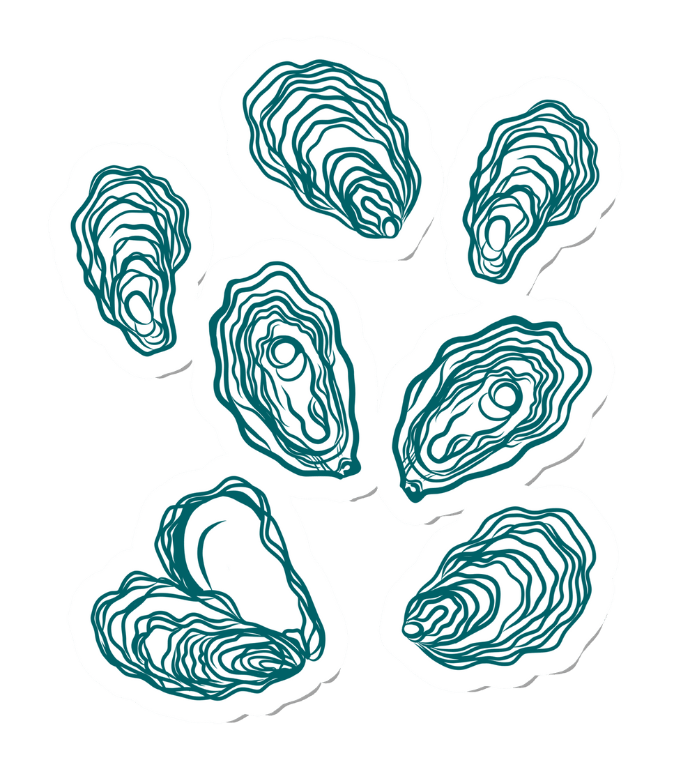 Oysters Set - Teal DIY Plate Sticker Decoration