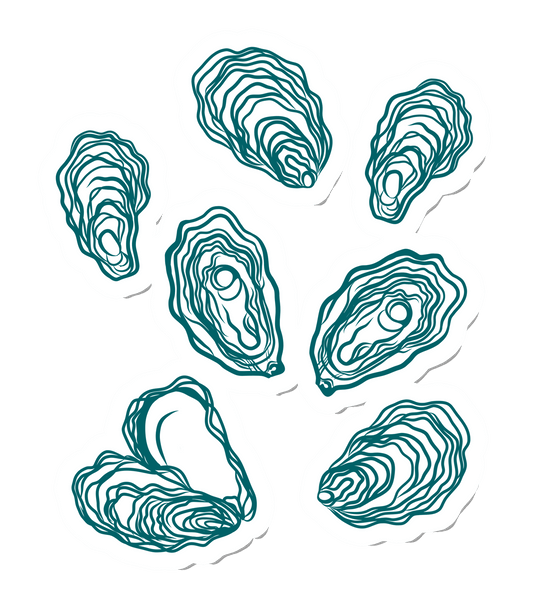 Oysters Set - Teal DIY Plate Sticker Decoration