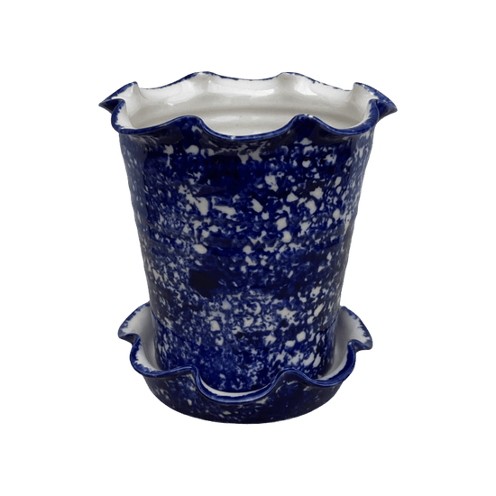 Frilly Pot - Sponged Cobalt
