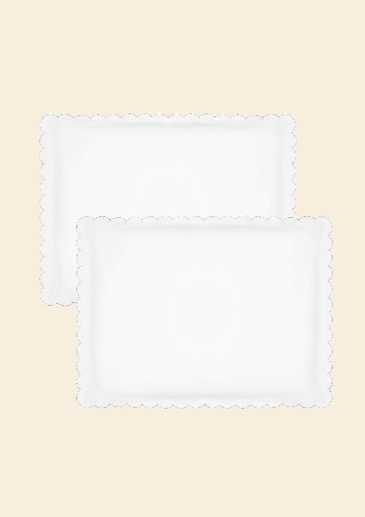 The Scalloped Bedding Set in White Cotton Percale