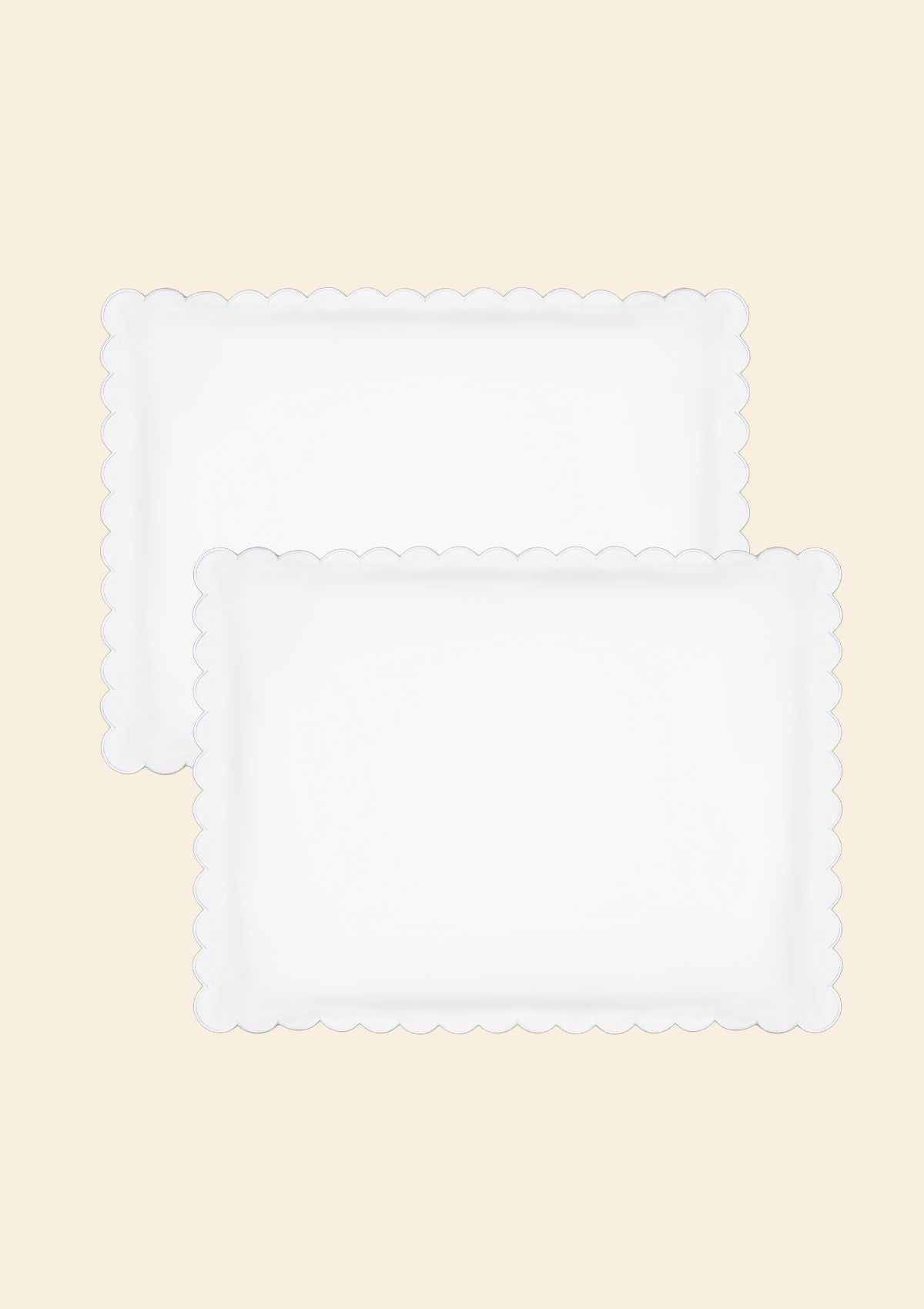 The Scalloped Bedding Set in White Cotton Percale