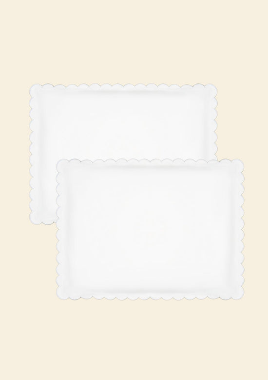 The Scalloped Bedding Set in White Cotton Percale