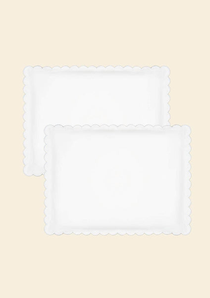 The Scalloped Bedding Set in White Cotton Percale