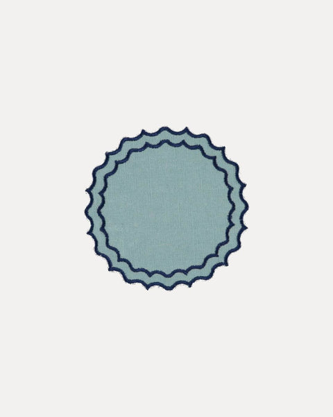 Navy Coaster/Bread Mat, Light Blue with Dark Blue