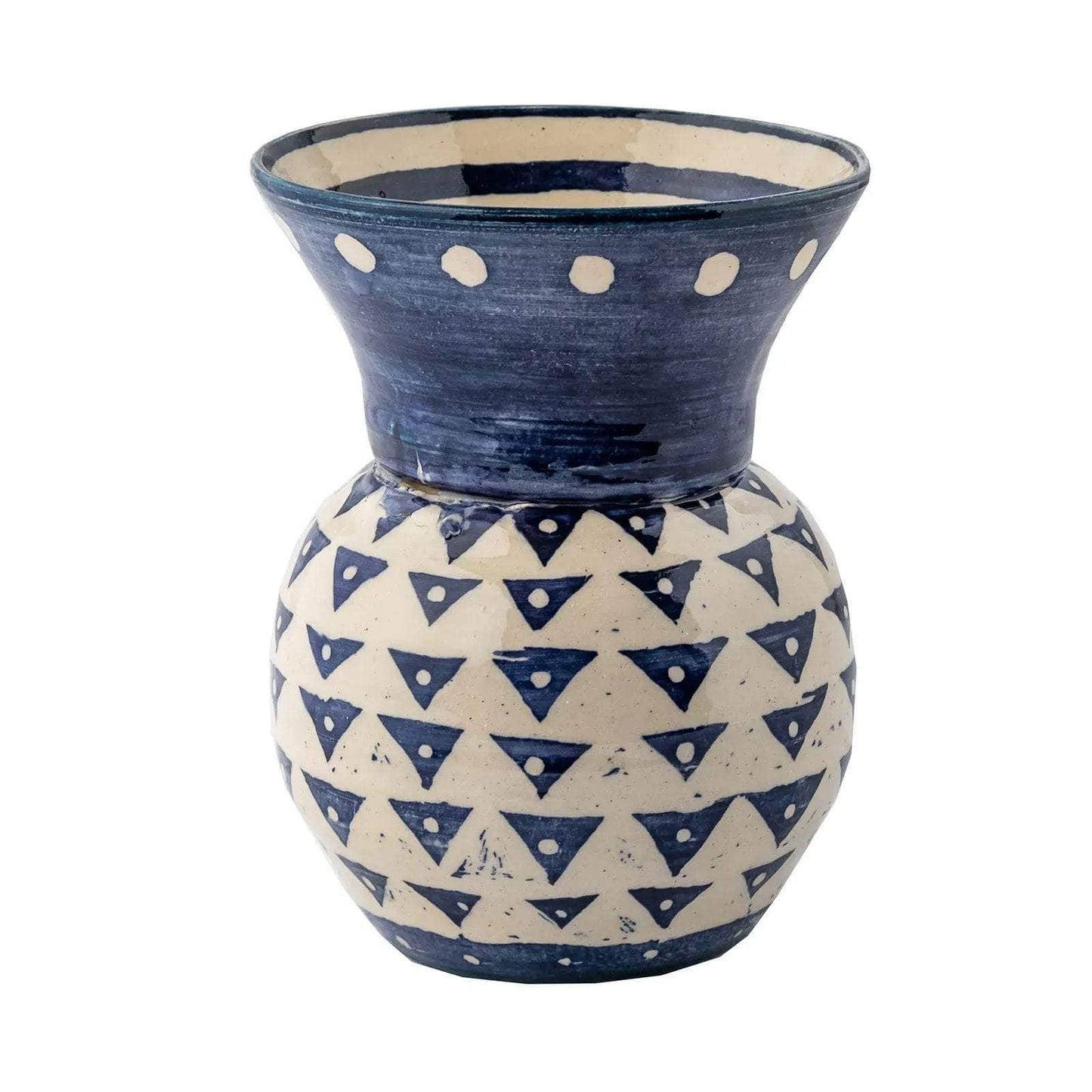 Double Layer Arrow Dots Vase Indigo