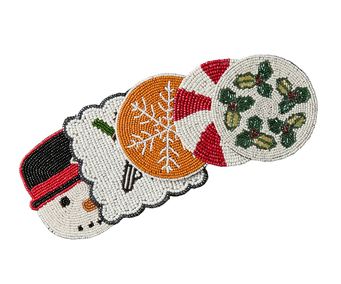 Handmade Beaded Holiday Coaster – Christmas Table Decor