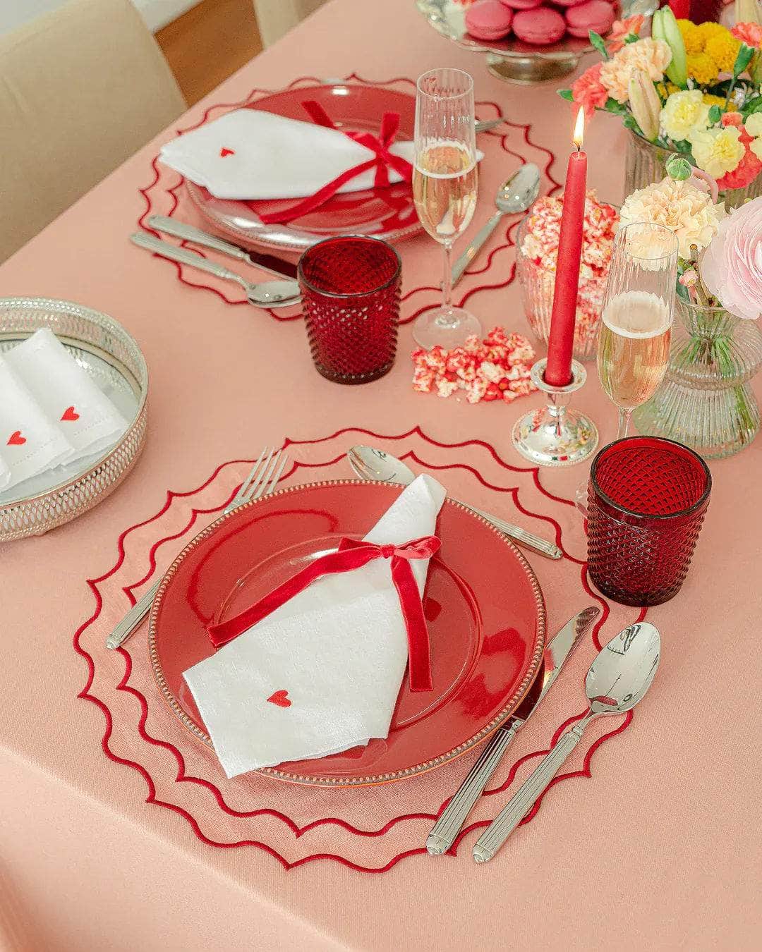 Navy Placemat in Salmon with Vermillion Trim