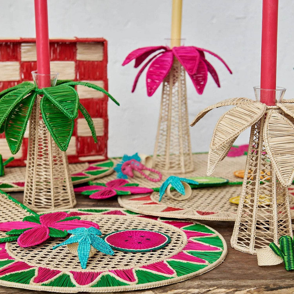 Natural Iraca Palm Tree Candleholder M