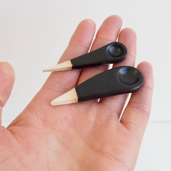 Handmade Mini Black Satin Pottery Salt / Spice Spoon