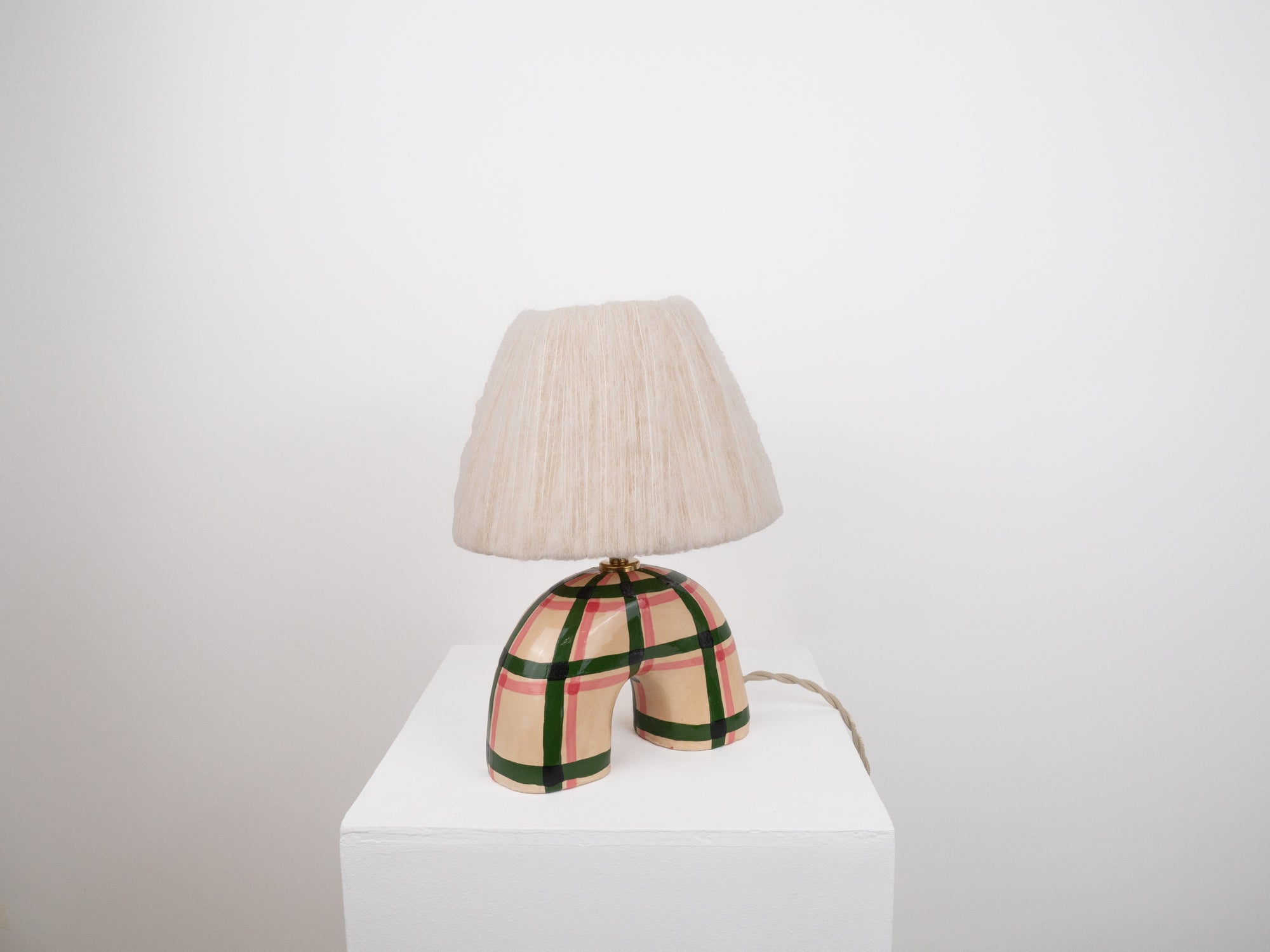 'Me' Table Lamp - Green Gingham