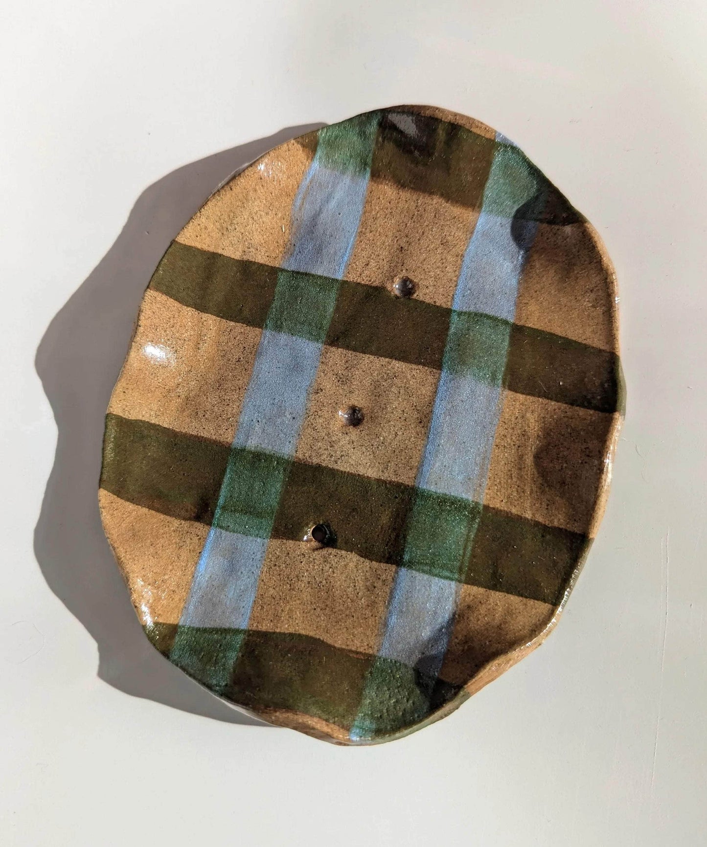 Gingham Stripe Wavy Soap Dish