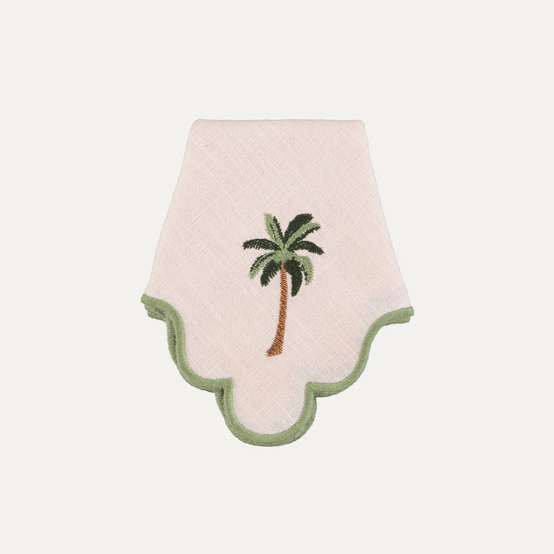 Wavy Napkin, Baby Pink with Palm Green