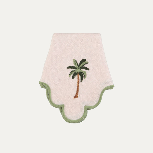 Wavy Napkin, Baby Pink with Palm Green