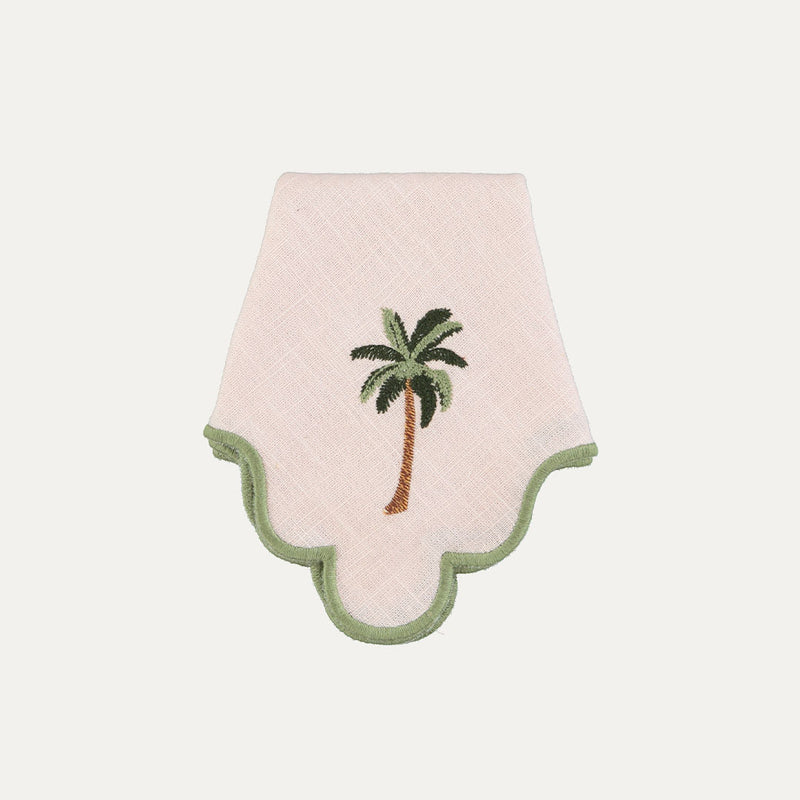 Wavy Napkin, Baby Pink with Palm Green