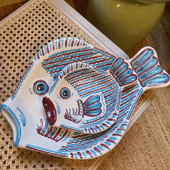Portofino Large Fish Platter, Turquoise