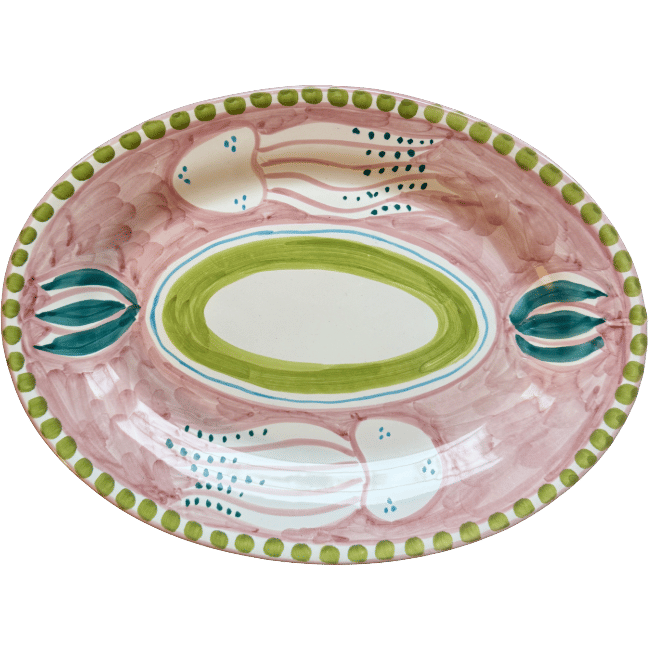 Oval Platter Pink Jellyfish - 30cm