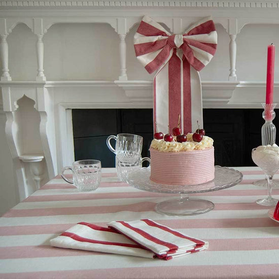 Red Striped Linen Napkin - Set of 4