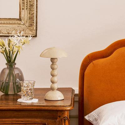 Cappuccino Lacquer Rechargeable Bobbin LED Lamp