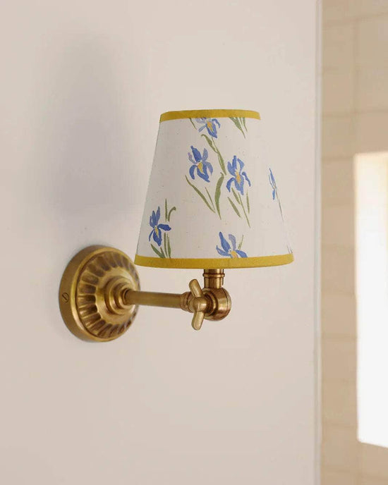 Iris, Calico Candle Lampshade, Yellow Trim