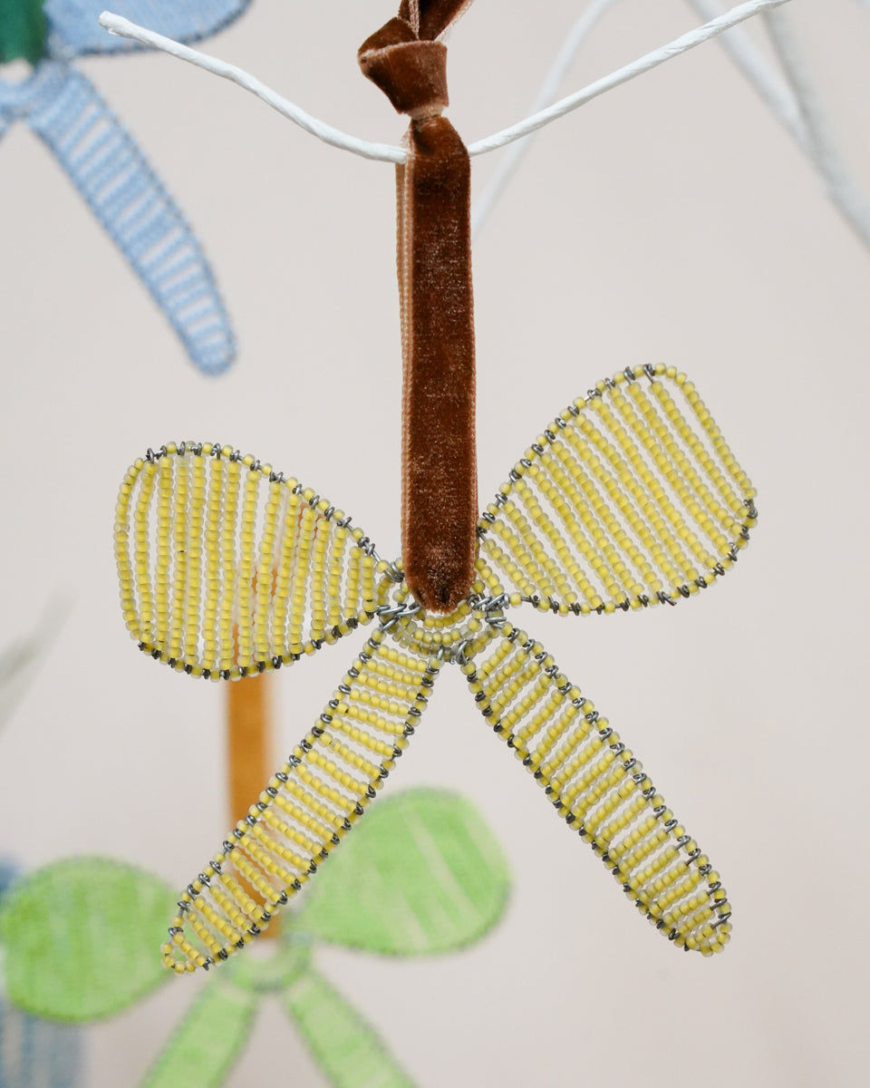 HAMA: Yellow Hand-beaded Pastel Bow-Shaped Decoration