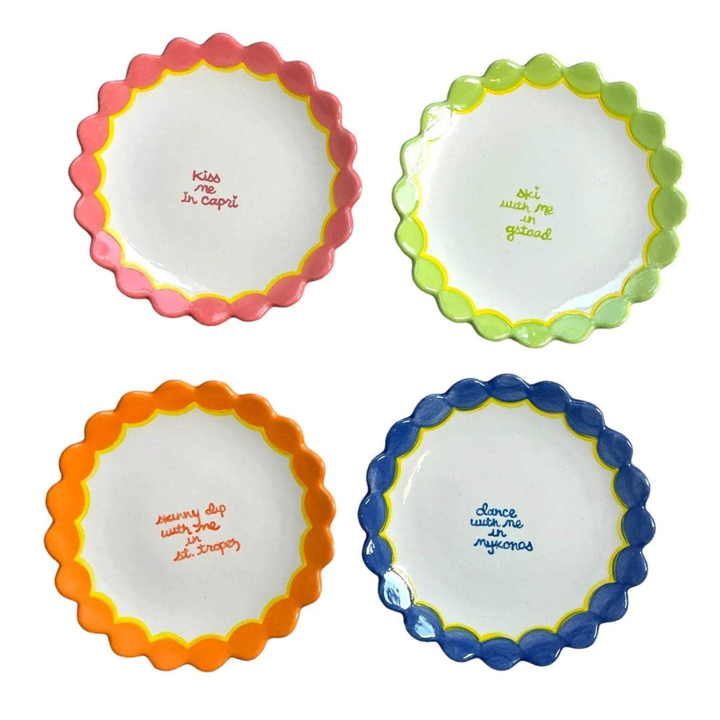Hand-painted Scalloped Side Plates- Set of Four
