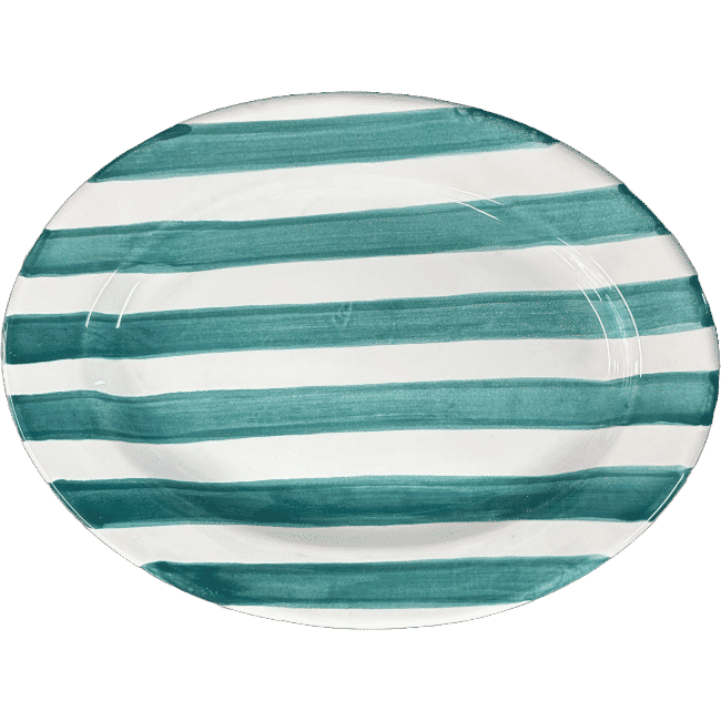 Green Striped Oval Platter 25cm