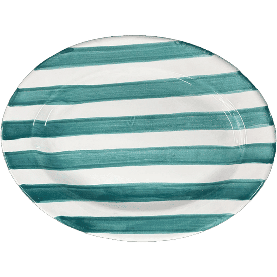 Green Striped Oval Platter 25cm