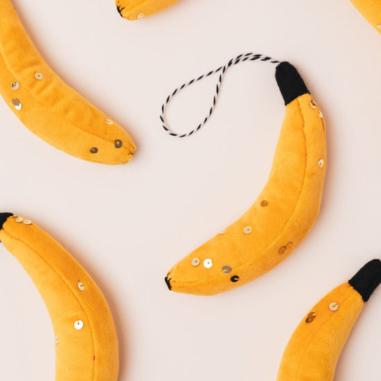 Velvet Sequinned Banana Ornament
