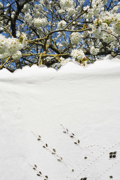 Vintage Linen Broderie Anglaise Tablecloth