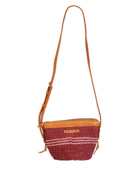 BUNI: Ruby and Vintage Pink Sisal Mini Cross-Body Bag