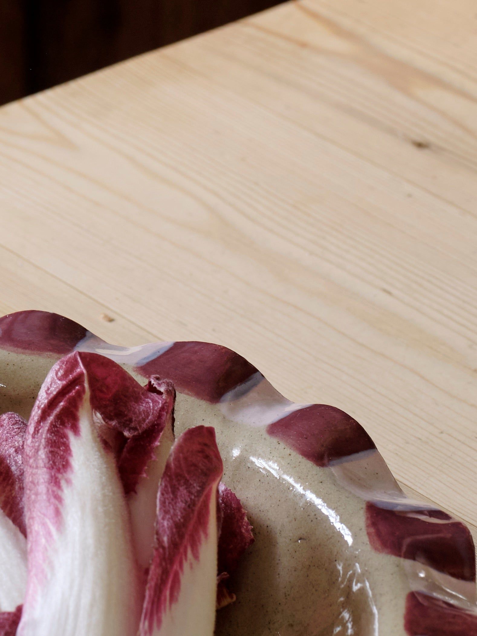 Baby Pink & Burgundy Frill Serving Bowl