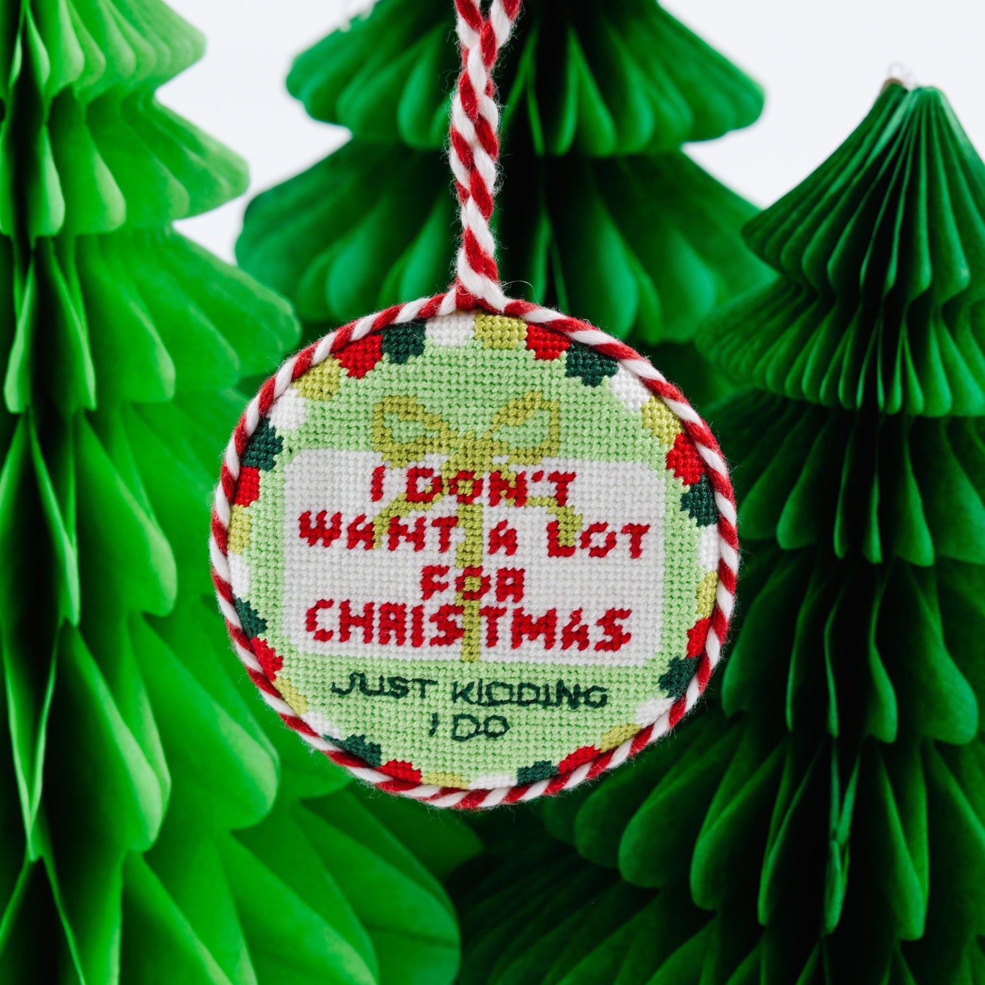 Needlepoint Ornament - Don't Want A Lot