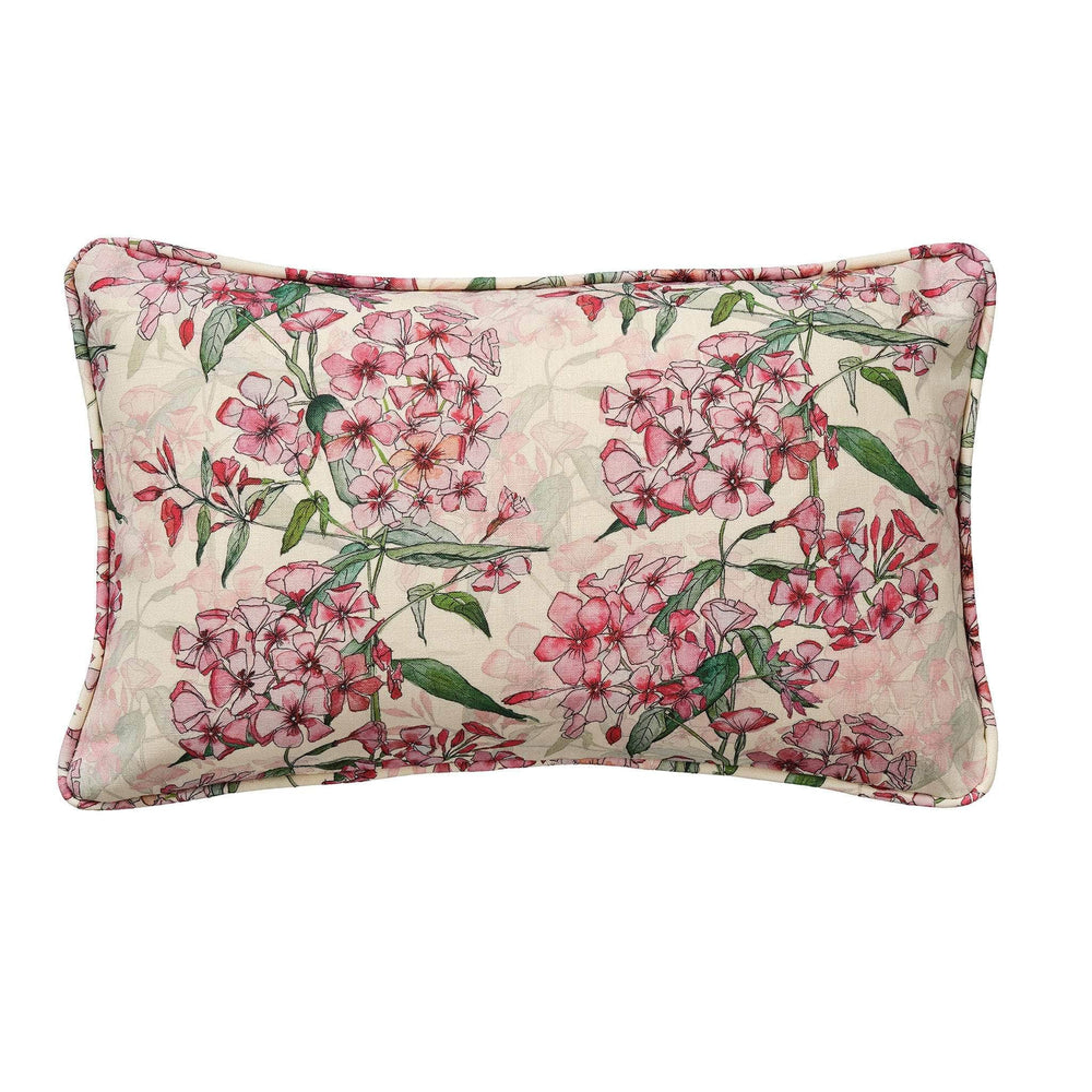 Rectangle Pink Phlox Rows Cushion with Piping