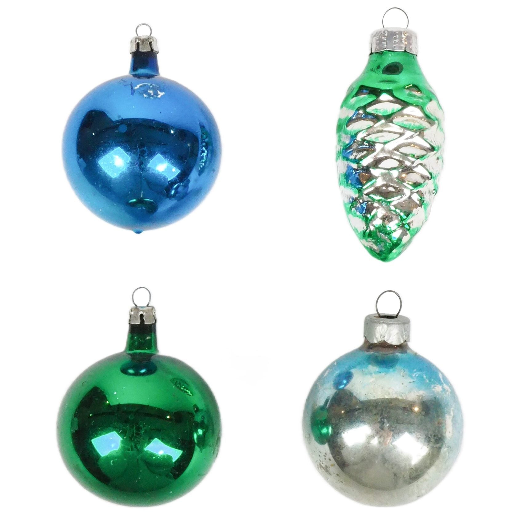 4 Antique Glass Baubles