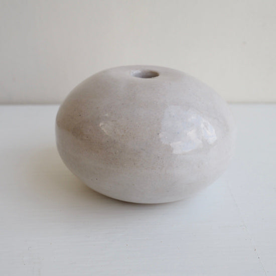 Handmade Ceramic Round Vases in White, Gold & Black