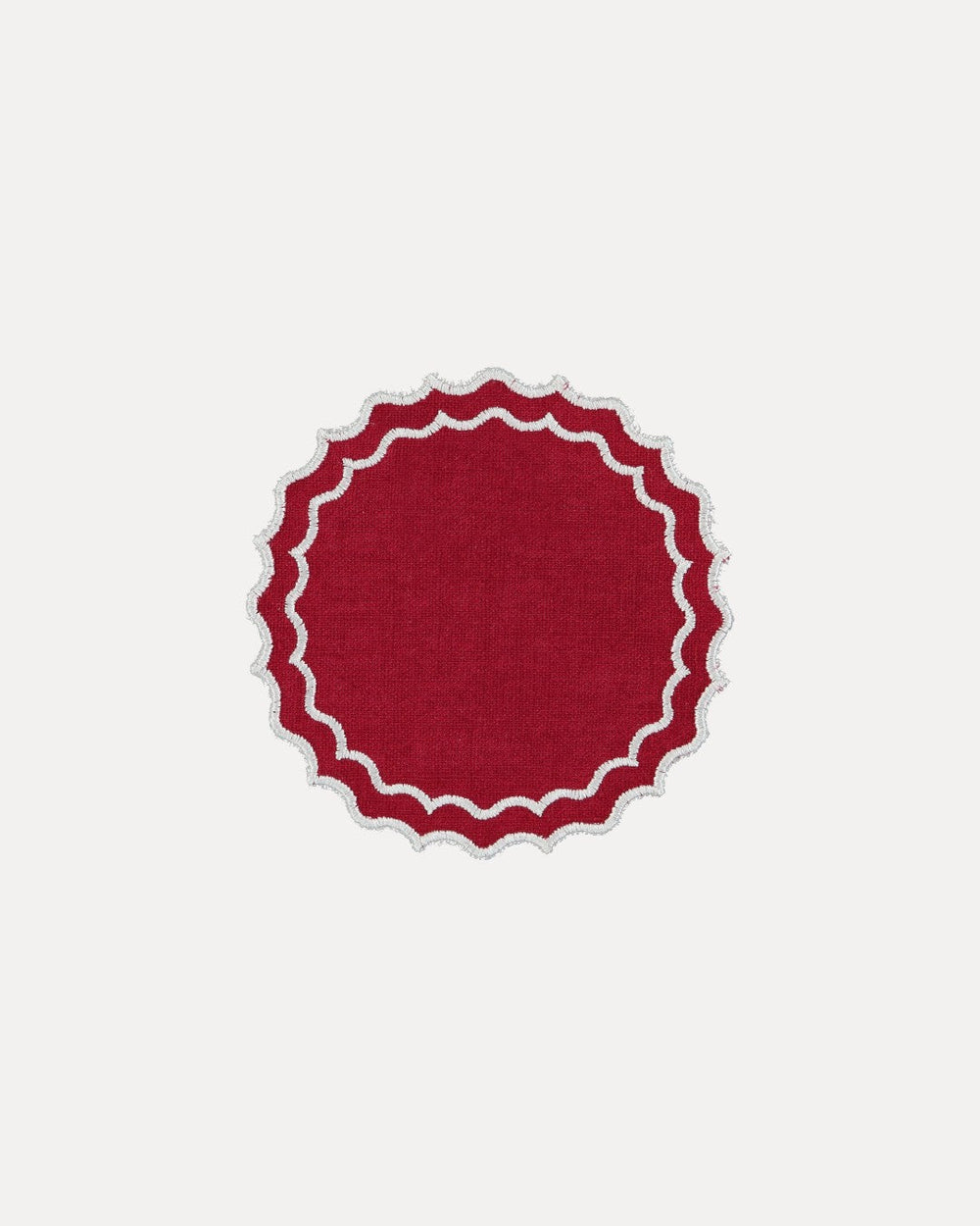 Navy Coaster/Bread Mat, Red with White