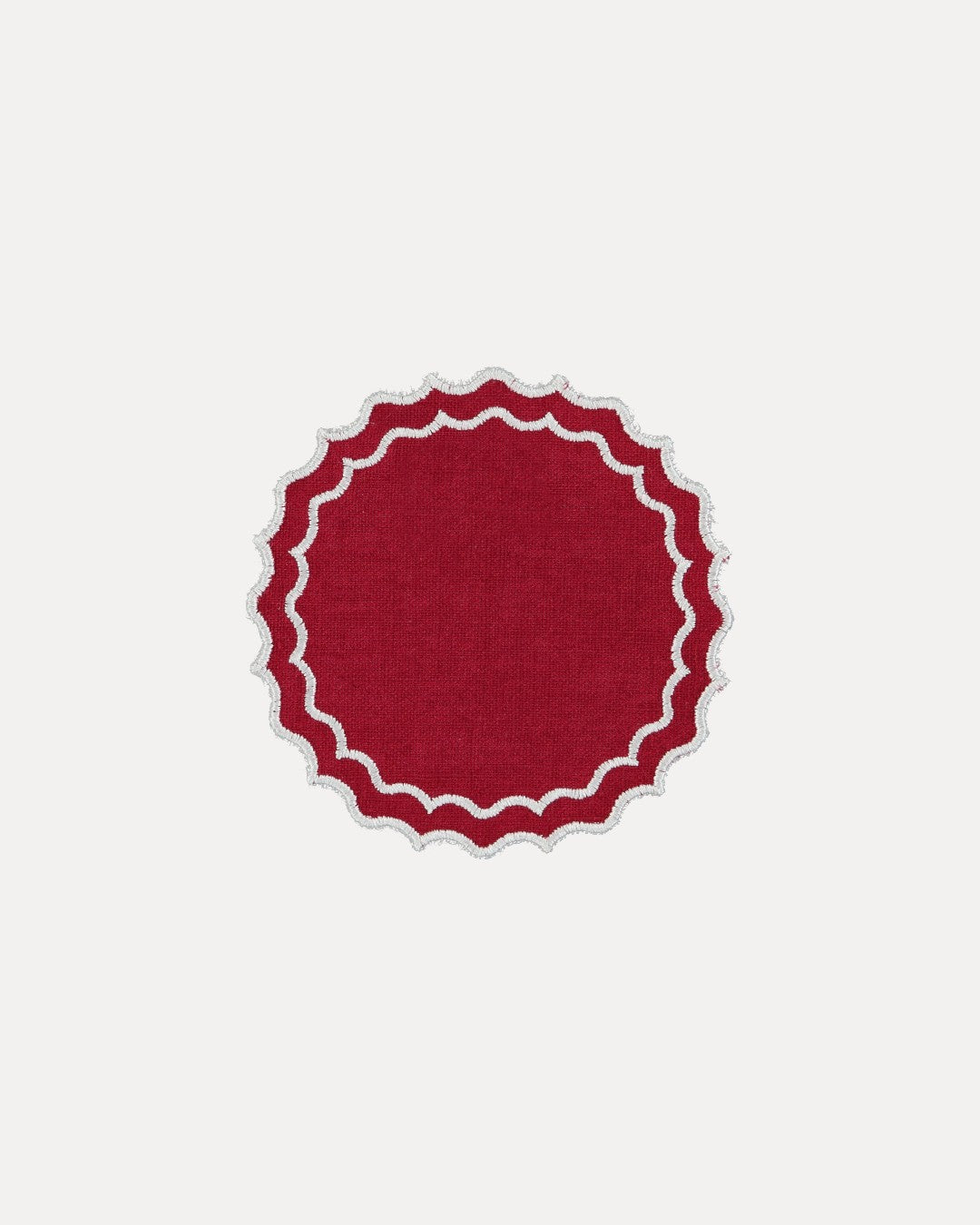 Navy Coaster/Bread Mat, Red with White