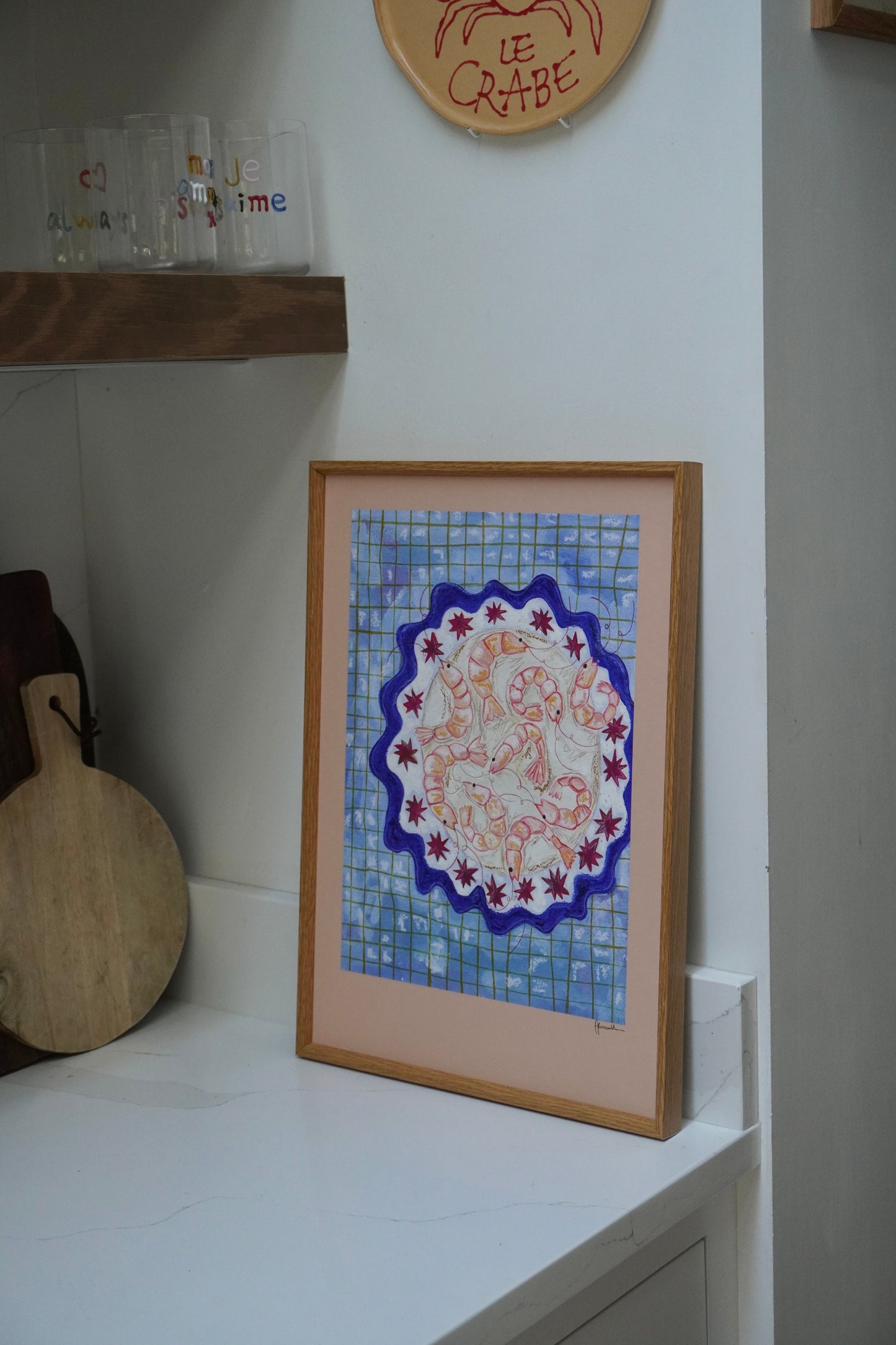 Prawns on Star Plate Print