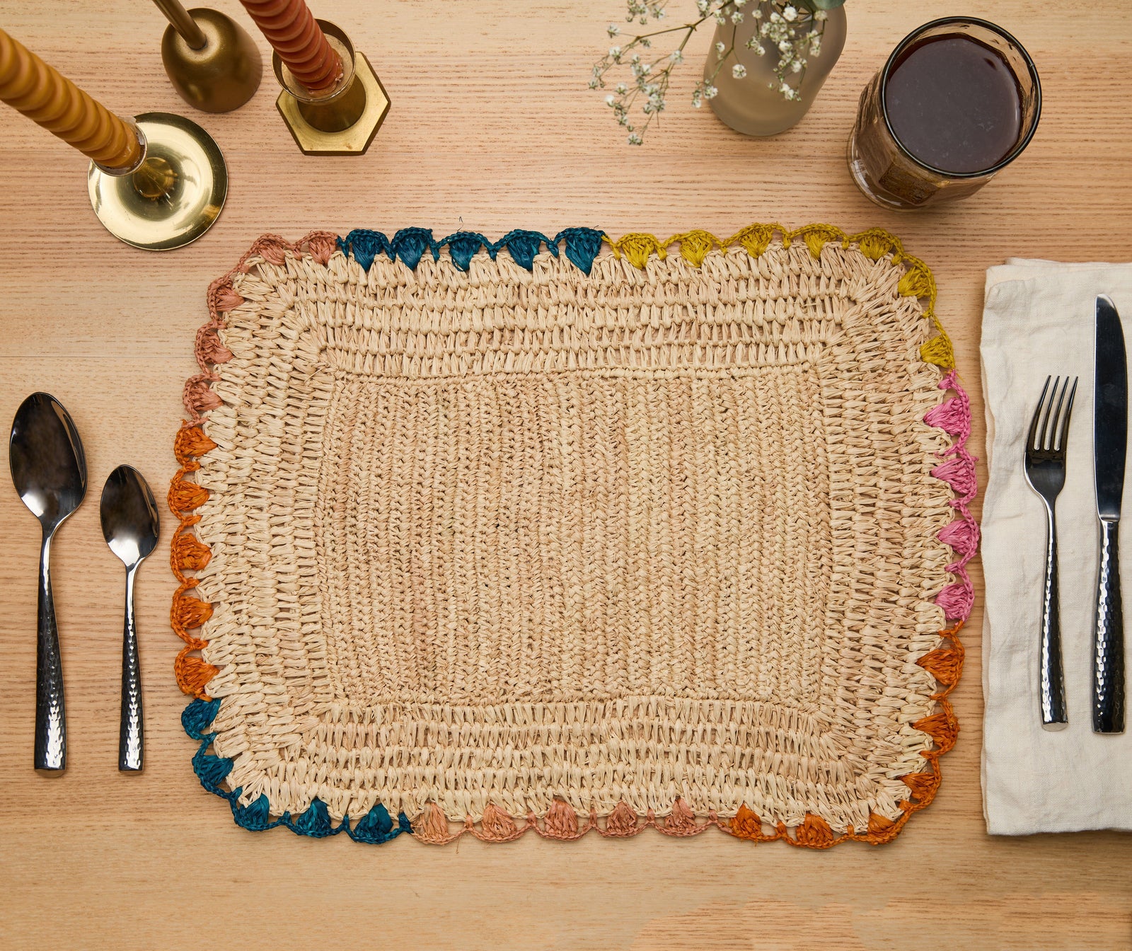 Handwoven Rectangular Raffia Placemats