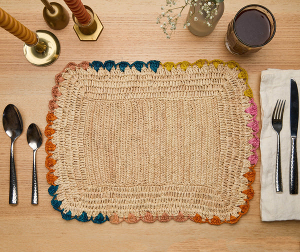 Handwoven Rectangular Raffia Placemats
