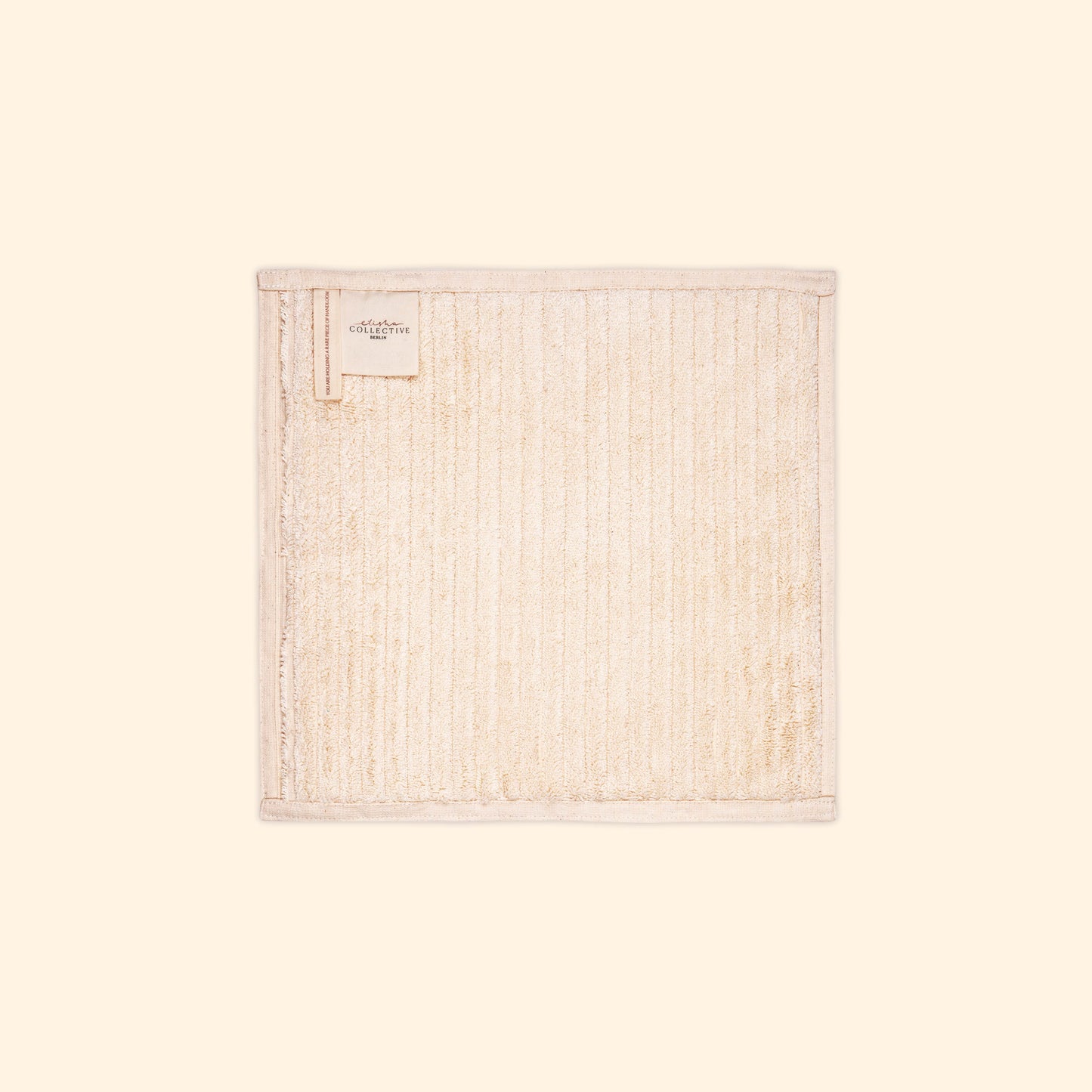 Plush & Bare Striped Pure Cotton Face Cloth In Cream