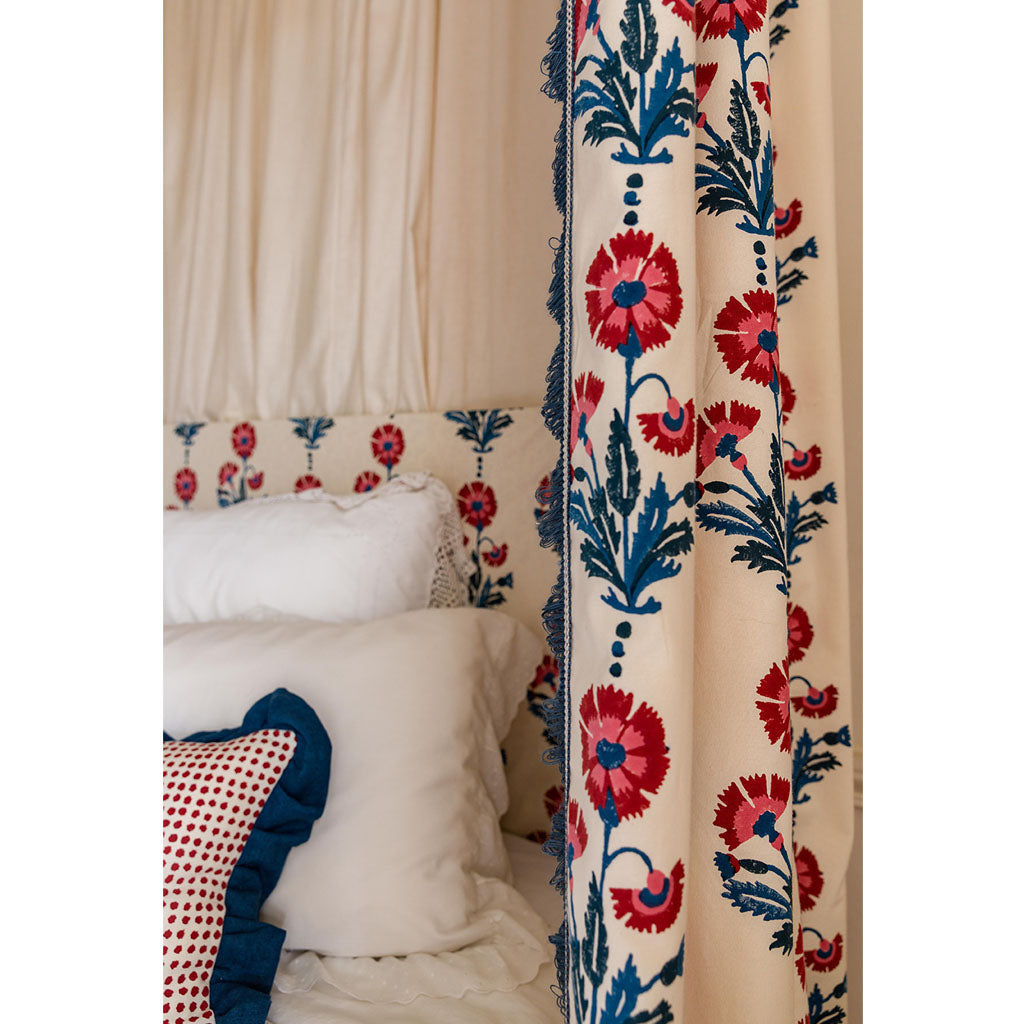 Dianthus Block Printed Fabric Cotton Indigo/Iron