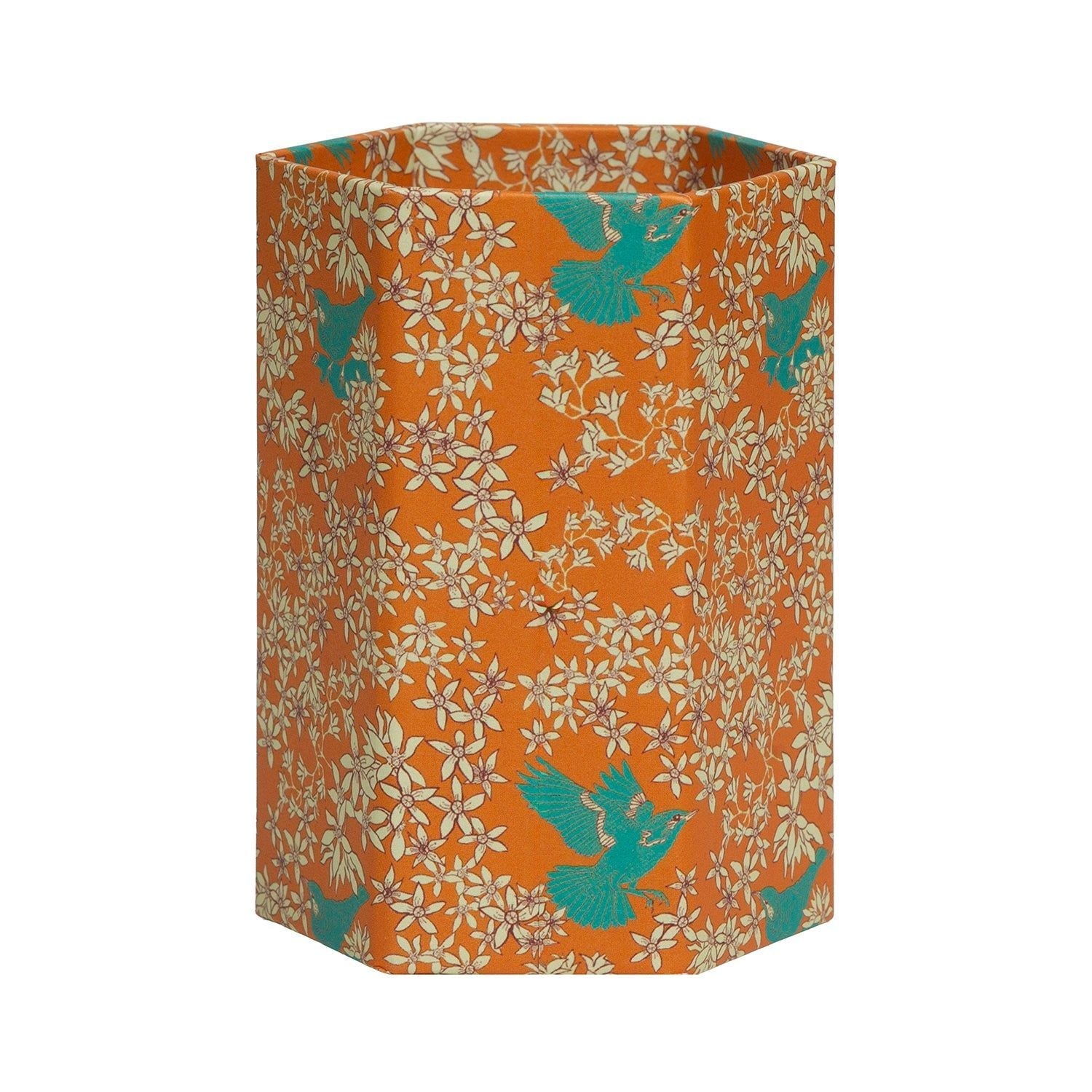 Corali Orange Quartz Hexagonal Brush Pot