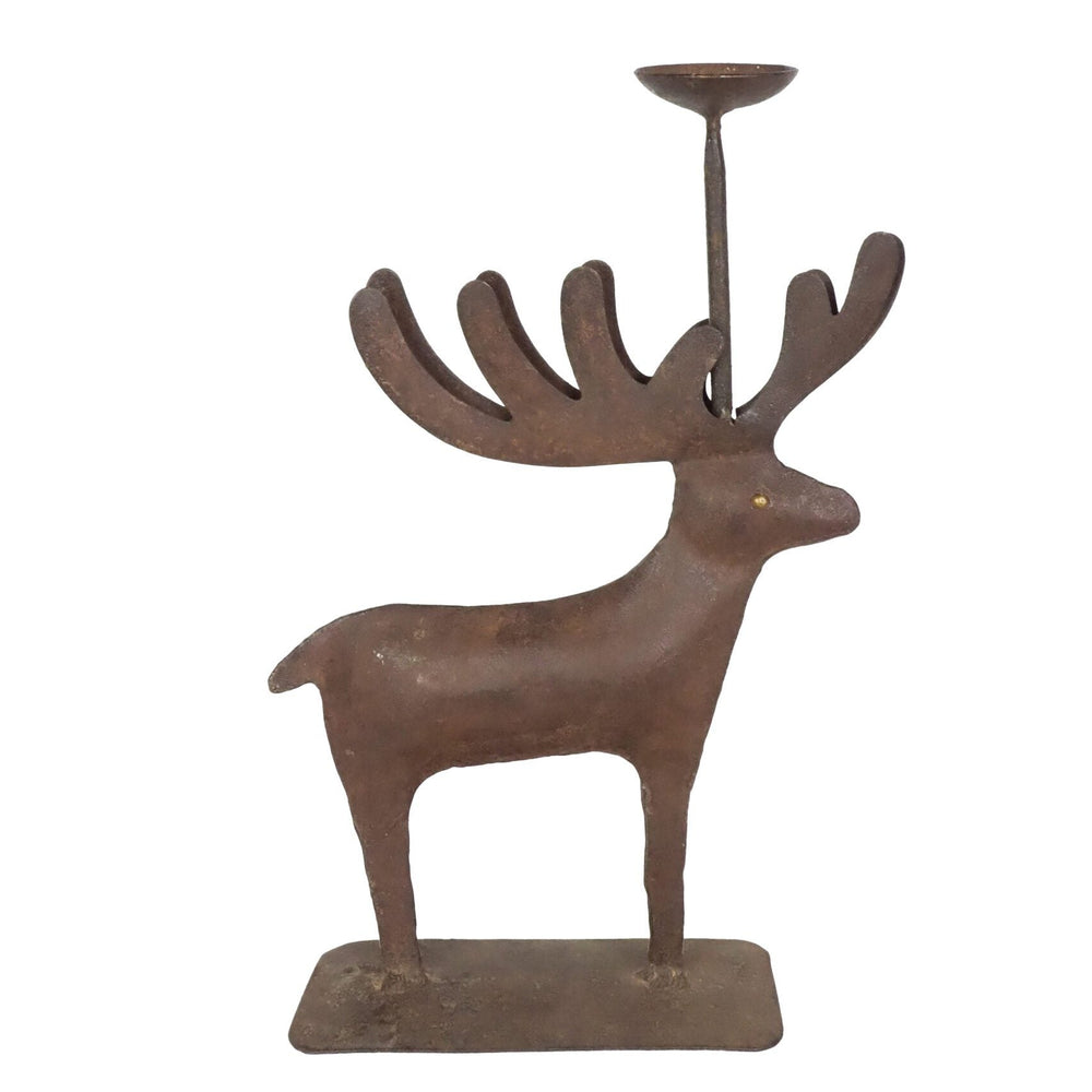 Folk Art Moose Candlestick