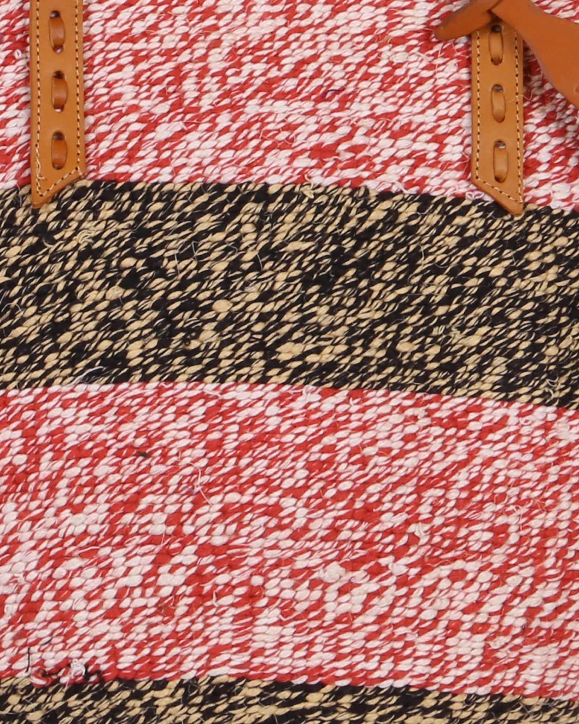 KIKOMBE: Handwoven Red, White and Black Wool Tote Bag