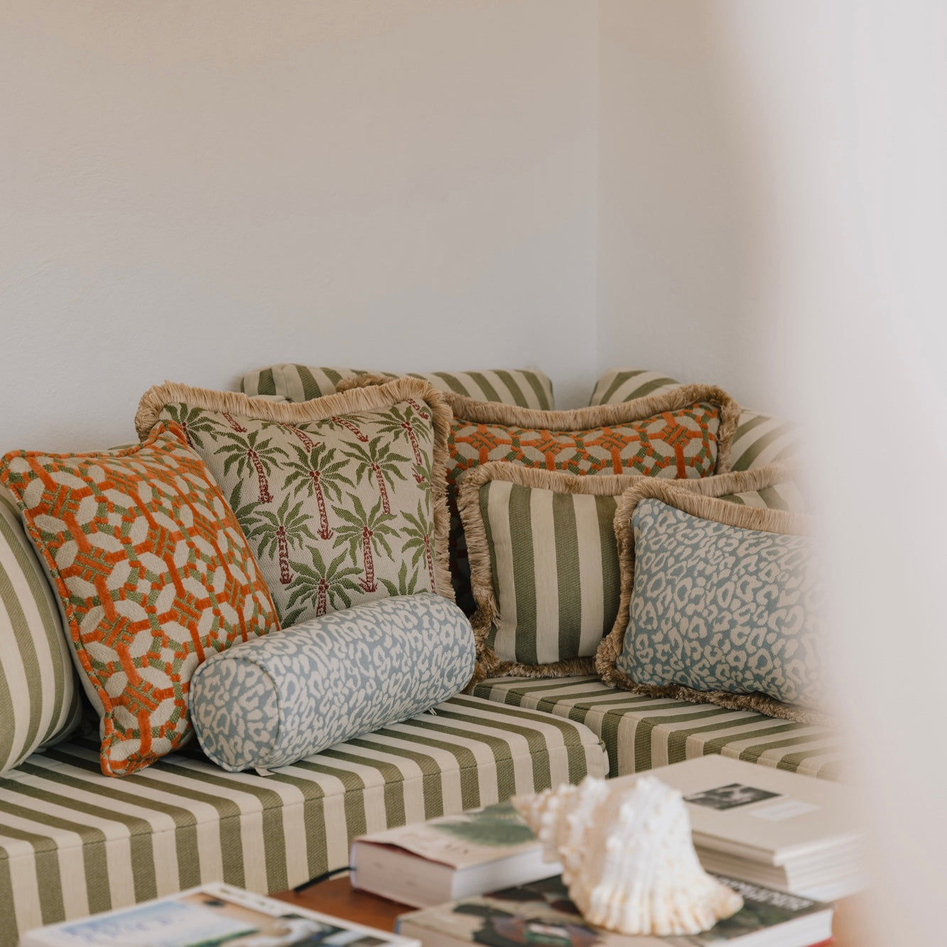 Cushion Coco Burnt Orange & Olive