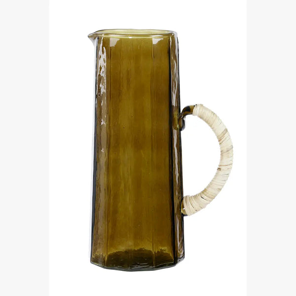 Hammered Glass Water Pitcher and Tumbler Set , Brown - (Set of 3)