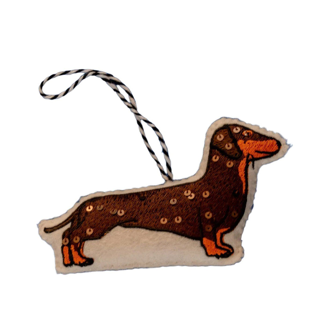 The Sausage Dog Embroidered Hanging Ornament