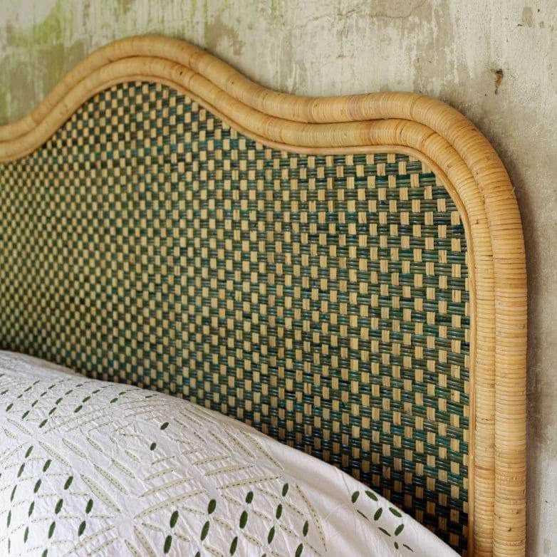 Super King Rattan Headboard - Green