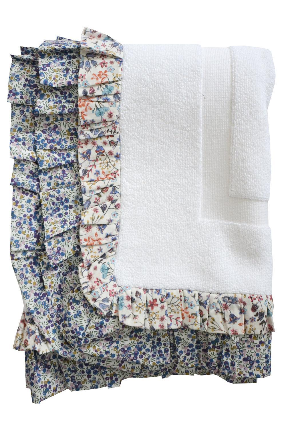 Ruffle Edge Bath Mat made with Liberty Fabric DONNA LEIGH & WILTSHIRE BUD